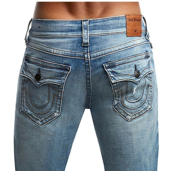 True Religion Men's Straight Distressed Jeans - Picture 1 of 4